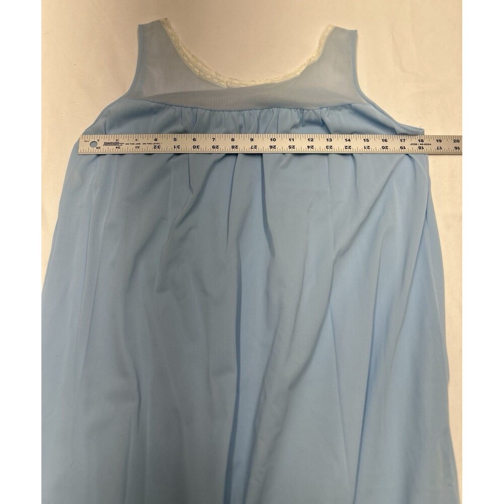 VTG 60's Sears 2 Pc Blue Maxi Peignoir Set Women's Size 36 Medium Nylon Modest - Picture 12 of 12